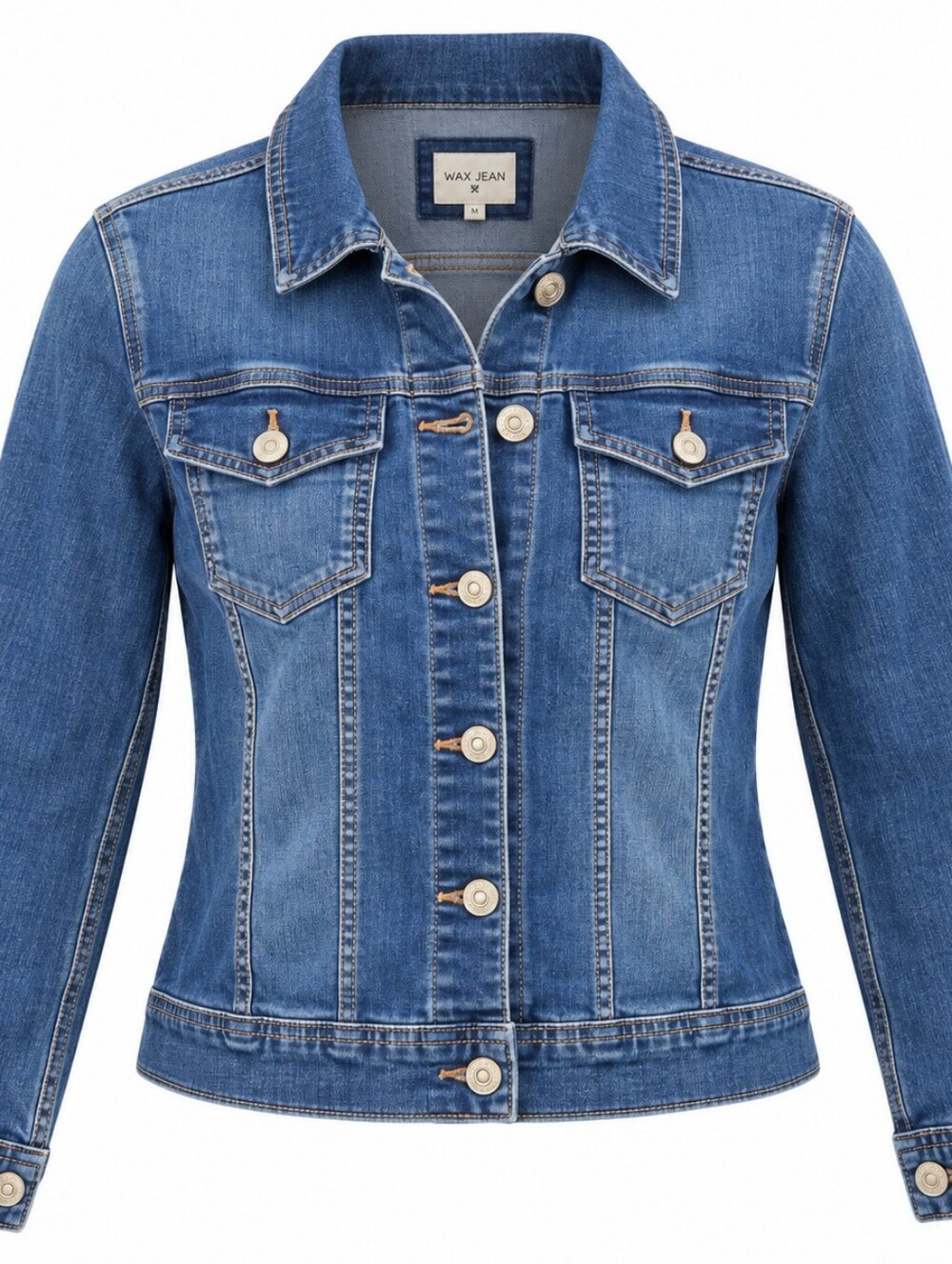 Wax Jean Women’s Denim Jacket Size 2X Blue Stretch Trucker Jean Jacket